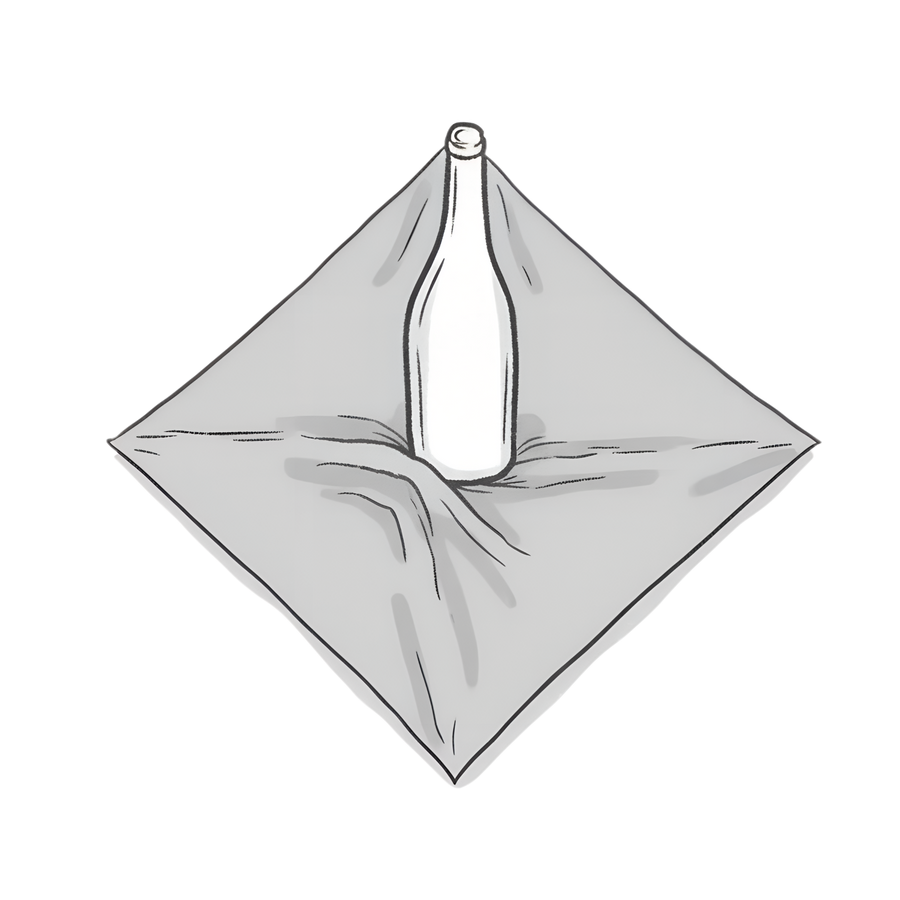 Instructions on how to wrap a bottle or gift in a furoshiki cloth